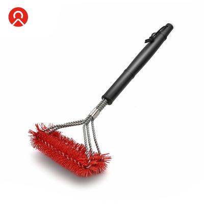 China Easily Cleaned Hot Selling BBQ Tools Nylon Grill Brush With A Scraper Barbecue BBQ Grill Cleaning Brush for sale