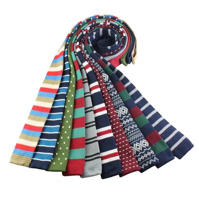 China Decoration Necktie Men's Vintage Casual Colorful Forma Narrow Thin Skinny Woven Knit Necktie Knitted Stripe Tie for sale