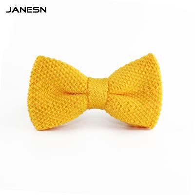 China Adult Super Hot Selling Butterfly Nice Cheap Pure Color Yellow Stripe Knitted Bow Ties For Men for sale