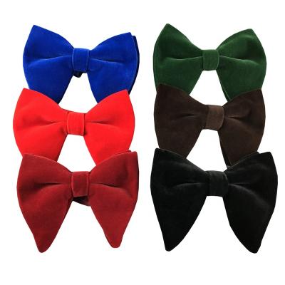 China Wholesale Popular Selling Adjustable Men's Big Velvet Bow Tie Wholesale Pre-tied Butterfly Tie In Stock for sale