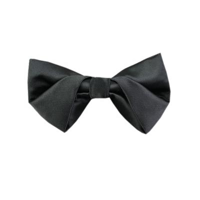 China Dark Color Solid Polyester Woven Butterfly Men's Handmade Self Tie Black Self Bow Tie for sale