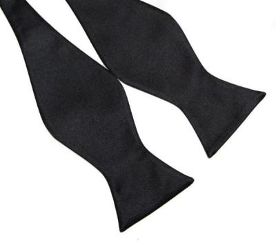 China Dark Color Solid Polyester Woven Butterfly Mens Black Self Tie Bow Tie for sale