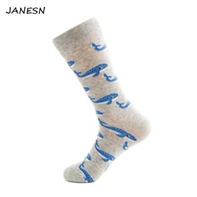 China Wholesale Antibacterial Happy Socks Cool Colorful Fish Printed Cotton Socks For Men And Women for sale