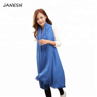 China 100% Viscose Viscose Latest Women Long Solid Color Latest Designs Luxury Blue Fashionable Custom Lady Scarf Shawl Lady Premium Line for sale