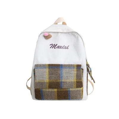 China Fashion Causal Women's Vintage Painting Canvas Campus College Student Bag Korean Plaid Backpack Waterproof for sale