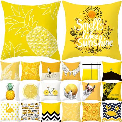 China Car Chair/Sofa/Desk Geometric Print Yellow Kussenhoes Cushion Cover Pillowcasei KJ013 Sofa Car Waist Cushion Cover Case Bed Tile/Seat/Home Decor for sale