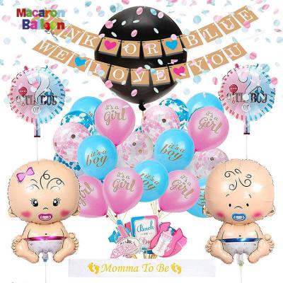 China Eco-friendly Baby Gender Reveal Party Supplies Decoration Kit For Baby Boy Gold Girl KK669 for sale