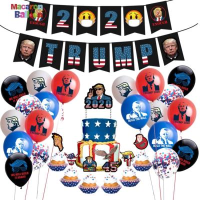 China Eco-friendly Trump theme party decoration trump pull flag cake card balloon set spoof trump party supplies Y742 for sale