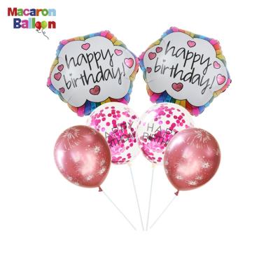 China 6pcs Eco-friendly Happy Birthday Printing Balloon Set Baby Kids Birthday Party Decoration Balloons Y313 for sale