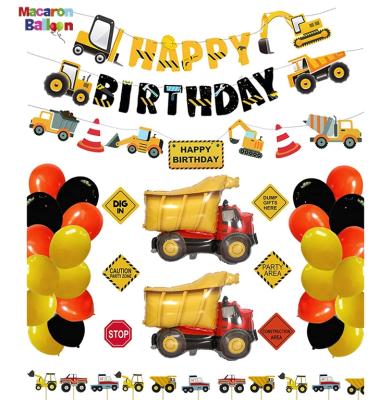 China Adding surprise and fun to your construction party birthday party supplies dump truck party decorations kits set with 2 foil balloons for kids birthday party 52 packs for sale