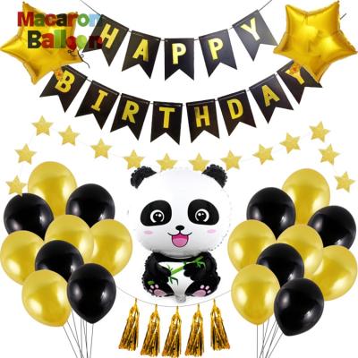 China Panda Balloon Set Panda Shape Birthday Party Theme Decoration Foil Balloon Eco-friendly Fish Tail Pull Flag Decoration Y365 for sale