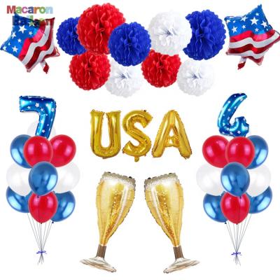 China Adding surprise and fun to your party July 4th American Balloon Independence Day Set Flower Ball Foil Balloon USA Independence Day Patriotic Decor KK246 paper for sale