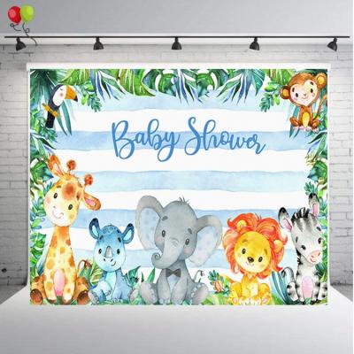 China Easy To Carry And Keep Clean Animal Theme 1st Birthday Backdrop Baby Shower Party Banner Supplies Paper Smash Photo Props H0013 for sale