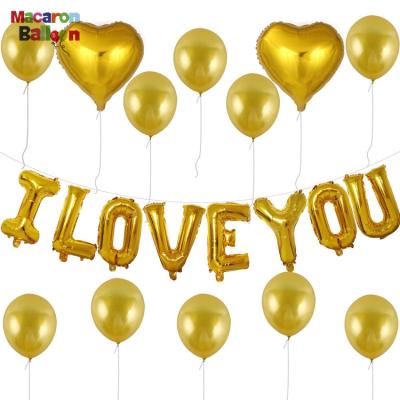 China Eco-friendly confession wedding theme balloon decoration set I love you letter 16inch balloon 18inch love foil balloon Y344 for sale