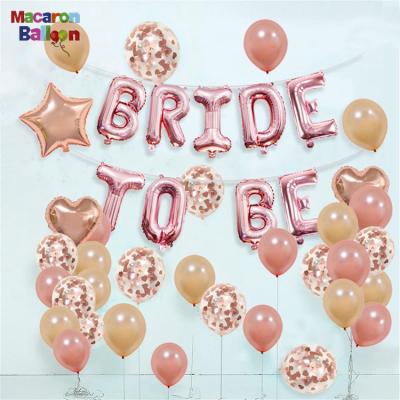 China Eco-Friendly 16 Inch Rose Gold BRIDE TO BE Letter Foil Balloon Set Proposal Confession Party Decoration Y345 for sale