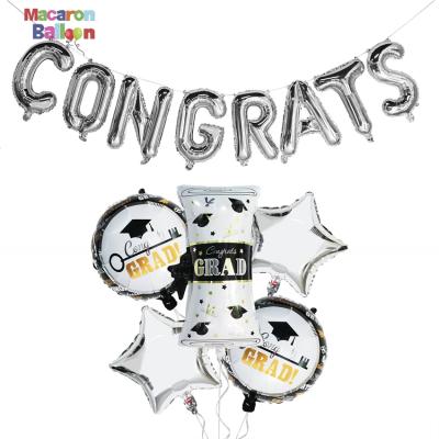 China Eco-friendly 16inch Silver Graduation Balloons Kit Congrats Balloon Banner Congrats Graduate Party Supplies K112 for sale