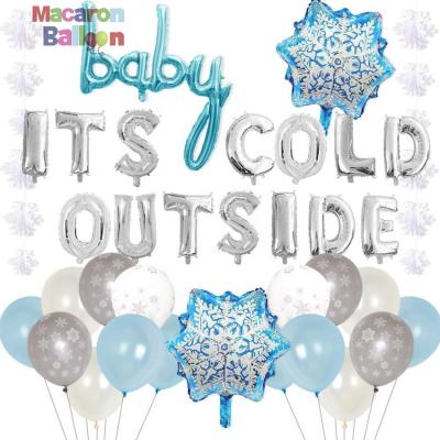 China 2020 Birthday Party Baby It's Cold Outside Pink Snowflake Balloon Garland For Frozen Winter Wonderland Baby Shower Birthday Party Decor KK787 for sale