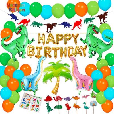 China Eco-Friendly Dinosaur Theme Party Supplies Kids Birthday Decorations Dinosaur Cake Topper Jungle Latex Balloons Tattoo K123 for sale