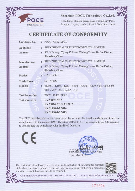 CE - Shenzhen Dalos Electronics Co., Ltd.