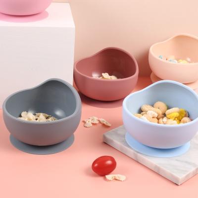 China New Arrival Stocked Low MOQ Customized Logo Strong Suction Base One Piece Bear Shape Silicone Baby Feeding Dinner Bowls for sale