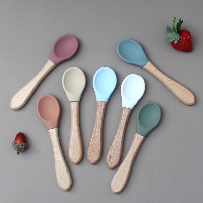 China BPA Free High Quality Food Safety Bamboo Silicone Colored Royal Cutlery Set for Table Beware Spoon for Toddlers for sale