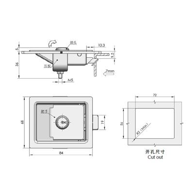 China Silver Chrome Plated Industrial Box Lock Iron Flat Door Lock 64-22-15 Same Panel Box Lock from SOUTHCO for sale