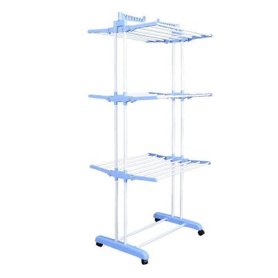 China Amazon CLASSIC Hot Sale 3 Tier Cloth Hanger Rack Laundry Racks For Cloth Garment Metal Cloth Mobile Hanging Rack for sale