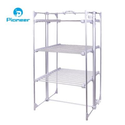 China Sustainable Laundry 3 Tier Clothes Hanging Rack Wall Mount Balcony Rack For Hanging Adjustable Clothes Laundry Drying Rack for sale