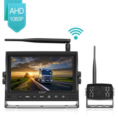 China 7 Inch Wireless Wireless System 7 Inch Wireless Full HD AHD Digital Truck Camera Quad Monitor Quad Camera Backup System for sale