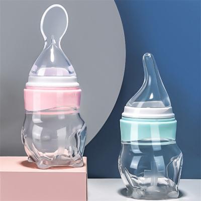 China BPA FREE Plastic Milk Carton Water Bottle Silicone BPA FREE Bottle For Newborn Feeder Baby Feeding Bottle Spoon for sale