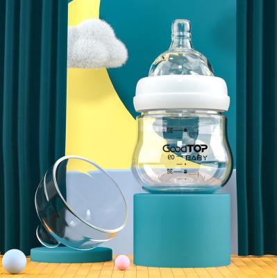 China Factory 80ml BPA free borosilicate glass baby bottle high newborn milk bottle BPA free standard glass feeding bottle for infant for sale