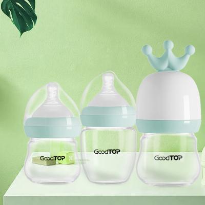 China BPA Free OEM Service Factory Price Baby Glass Feeding Bottle 90ML Babies Milk Bottle BPA Free For Infant New Parents Anti Drop for sale