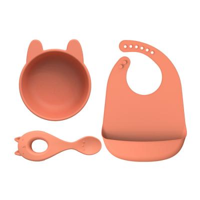 China Modern Eco-Friendly Non-Toxic Baby Suction Dish Baby Feeding Set Silicone Child Child Dish Set Silicone BPA FREE for sale