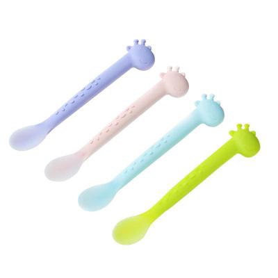 China Food Grade BPA Baby Safety Infant Silicone Free Infant Silicone Nipple Silicone Metal Feeding Fork And Spoon For Baby for sale