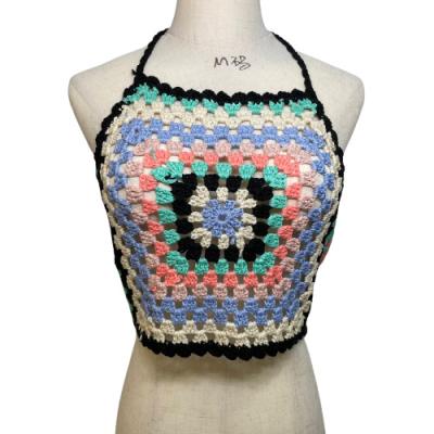 China Breathable Bikinis Handmade Crochet Color Block Hollow Out With Strap Sexy Swimsuit For Women Sexy OEM ODM for sale