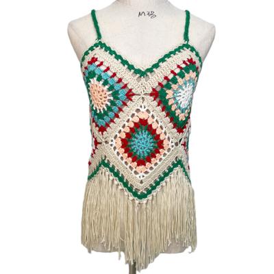 China Summer Breathable Sexy Swimsuit Beach Wear Multicolor Tassel Bikini Hollow Out Handmade Crochet Long Fringed for sale