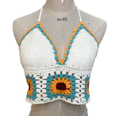 China Breathable Sunflower Sunflower Square Sling Sun Color Block Swimsuit Beach Wear Colorful Sexy Bikinis Handmade Crochet for sale