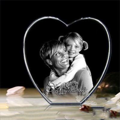 China China Best Father Gift Personal Photo Laser Etched Keepsake Laser 2d Heart Crystal Frame for sale