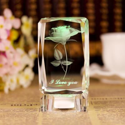 China Barber Shop 2021 Hot Girlfriend Valentine's Day Souvenir Gifts 3d Rose Customized Crystal Photo Frame for sale