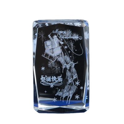 China Europe Customize Merry Christmas Tree 3d Laser Engraving Crystal Glass Gift for sale