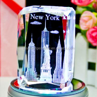 China Europe Wholesale K9 New York City 3d Gift High Quality Crystal Block Laser For Engraving for sale