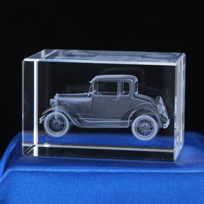 China New China design 3d glass craft with 3d laser vintage crystal car for gifts for sale