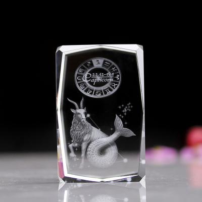 China All Gifts 12 Zodiac 3d Crystal k9 Laser Engraving Gemini Crystal Zodiac for sale