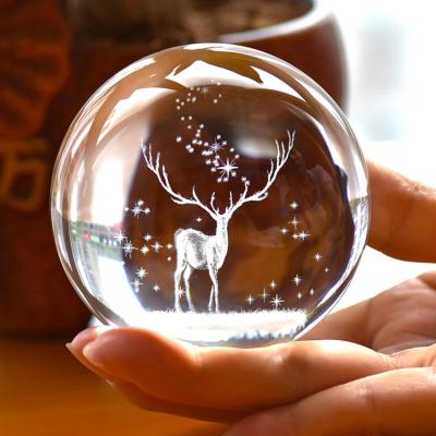 China All Good Quality Milky Way 3D Galaxy Custom Laser Engraved Glass Crystal Ball For Elk Souvenir Gifts for sale