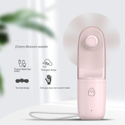 China Hot Selling Air+Water Mist+Battery Bank New Product Hand Fan Portable Radish Cooling Small Fan With Lamp Battery for sale