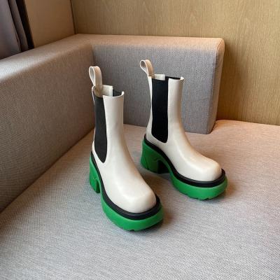 China Other British Style BV Green Bottom Martin Boots 2022 New Thick-heeled Thick-soled Chelsea Boots Smoke Tube Boots for sale