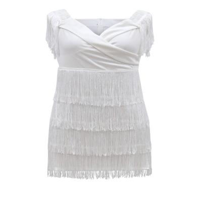 China wholesale white fringed casual dress sleeveless tight wholesale viable spot spring and summer ladies dress for sale