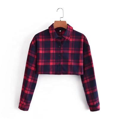 China 2021 New QUICK DRY loose short sleeve shirt letter color hit plaid shirt slim ladies long jacket for sale