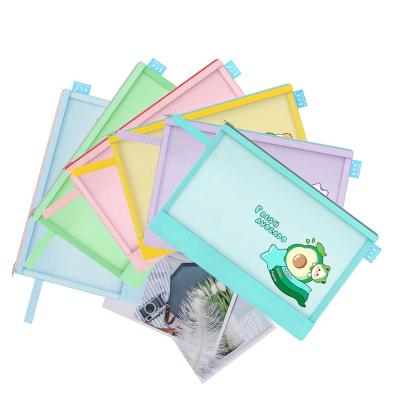 China nylon mesh & Oxford Indonesia Fabric Customized Students Studying Subjects Textbooks Matching Bags For Schools A4 Plastic Document Bag Mesh Zipper Folder Bag for sale