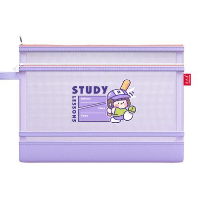 China nylon mesh & Oxford Cloth Customized Textbooks Sorting Bag Double Layers Zipper Document Bag UK School Supplies Plastic Student File Bag for sale